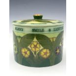 Sally Tuffin for Dennis Chinaworks, a Primrose Biscuit barrel and cover, cylindrical form, 11cm high