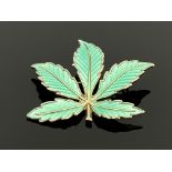 Bernard Meldahl, a Norwegian Modernist silver gilt and enamelled acer leaf brooch