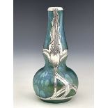 Loetz for Alvin, a Secessionist silver overlay iridescent glass vase