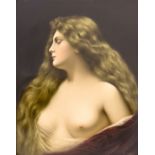 A late 19th Century Vienna porcelain plaque, Venus, a semi-nude female beauty with long hair in