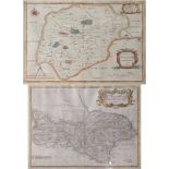 Two Robert Morden maps of Yorkshire and Rutland, 18th century, 35cm x 42 and 29cm x 36cm