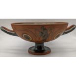 After the Antique, an attic black figure Eye Kylix, terracotta with iridescent black metallic glaze,