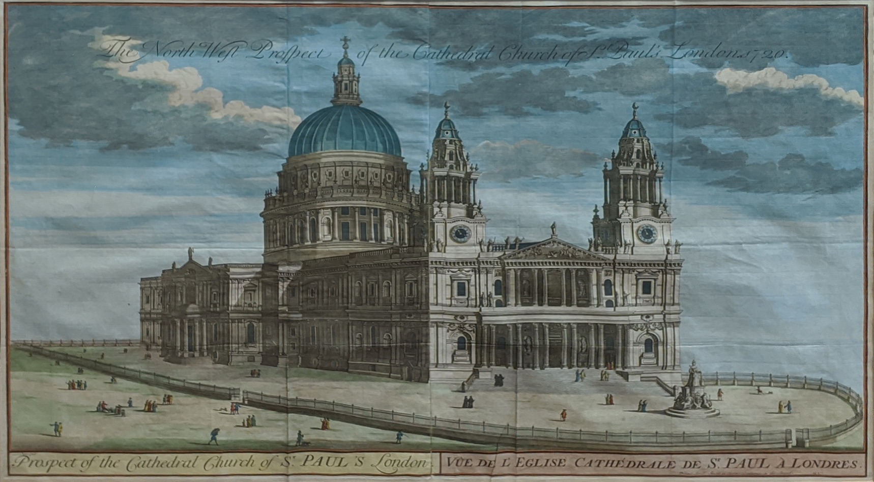 A.D.Puller, A Prospect of The Cathedral Church St.Paul's, 1720, coloured engraving, H.56.5cm W.