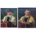 Jose Schneider (American/Spanish, 1848-1893), Rabbi Studying and Rabbi, oils on canvas, both