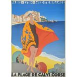 La Plage de Calvi.Corse, 1980s re-issue, 86cm x 61cm