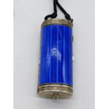 A Continental silver ladies silver and blue enamel case, gilt interior and mirror, 52g, 10cm x 6.