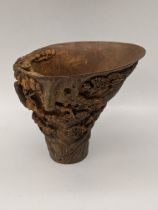A Chinese carved bamboo libation cup