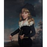 In the manner of John Singleton Copley, portrait of The Midshipman Augustus Brine, oil on canvas,