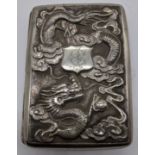 A Chinese export silver card case, late 19th/early 20th century depicting dragons and birds, 80g