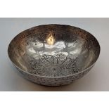 A 19th century Algerian silver drinking bowl, Islamic embossed decor, Algeria or North Africa, 130g,