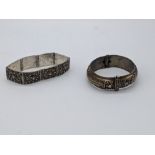 Two white metal filigree bangles, probably Indian