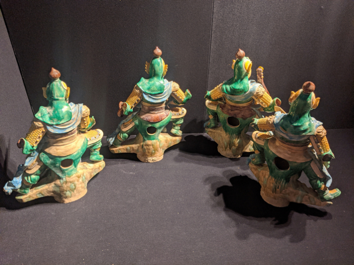 A late 19th/early 20th century Chinese set of four large sancai-glazed temple-roof figures depicting - Image 4 of 6