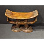 A 19th century South African Zulu tribal headrest, H.15cm W.22.5cm