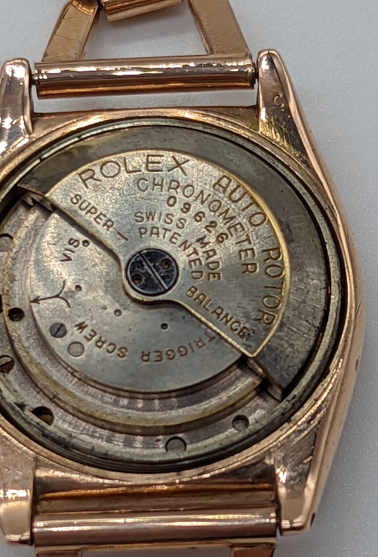 A 14ct gold Rolex Oyster Perpetual Bubbleback gents wristwatch, circa 1940s, total item weight 67. - Image 8 of 10