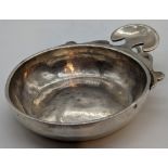An early French silver wine taster, inscribed BRUN POMMARD, 140g, D.9.5cm