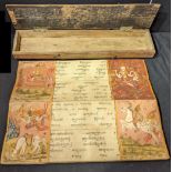 A large 19th century Thai Buddhist manuscript with illustrations, within wooden box, over 1.