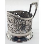 A Russian silver tea glass holder, 88g, H.9.5cm
