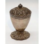 An 18th century Dutch Colonial silver filigree cup and cover, Dutch import mark, Dutch East