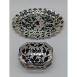 A 19th century Indian Mughal silver box depicting birds, L.7cm, together with and Indian silver