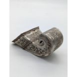 A 19th century Thai or Cambodian silver leave holder, Southeast Asia, 52g, L.11cm