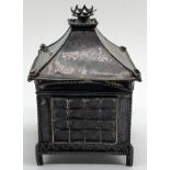 An Arts and Crafts silver and tortoiseshell night light, the lid mounted with stones, crown