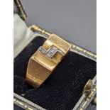 An 18ct gold and diamond ring, central diamond arrangement, unmarked, 7g, size J,