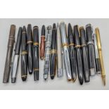 A collection of fountain pens to include a Mont Blanc Meisterstuck fountain pen, model 4814, 14k