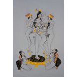 A 19th century Indian Sikh School erotic watercolour, H.29cm W.19cm