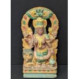 A wooden carved Durga figure