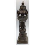 A 19th century Indian brass or bronze Lakshmi Dipa oil lamp, H.24cm