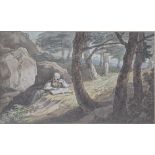 John Abbott White (1763-1851), Hermit Reading, 1814, watercolour, signed and dated lower left, H.