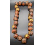 Large Thai Terracotta bead necklace with gold leaf, diameter of each bead 3cm,