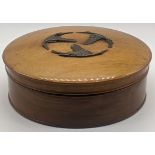 A Japanese Meiji period circular box mounted with 3 stalks, D.19cm