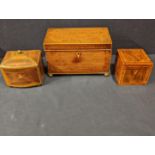 3 19th century tea caddies, largest H.15cm L.23cm