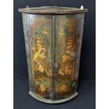 A Regency chinoiserie lacquered corner cabinet depicting figural scenes, H.95cm