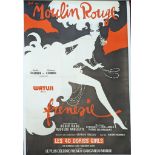 Rene Gruau, Moulin Rouge Frenesie Paris, offset lithograph, original 1980s publication, backed on