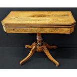 A 19th century walnut inlaid card table