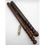 A Bucks Special Constabulary police whistle, together with two police truncheons