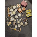 A collection of pocket watch and watches, some silver