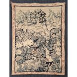 A French Louvieres tapestry, depicting dragons hunting in castle grounds, 190cm x 135cm