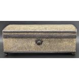 A John Paul Cooper silver and shagreen Arts and Crafts box, push button lock, JPC applique to