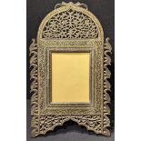 A 19th century Anglo Indian brass inlaid wooden picture frame, H.47.5cm