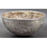 A South East Asian silver bowl depicting birds and butterflies, possibly Chinese, D.13.5cm