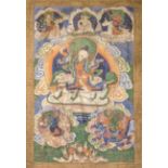 A large 18th or 19th century Tibetan tanka on silk,
