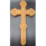 A carved Slavic wooden cross, L.31.5cm