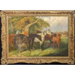 Edward Corbett (1850-1890), Horses Scene, oil on canvas, H.44cm W.60cm