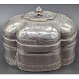 An 18th century Indian Mughal silver box inscribed, L.12.5cm