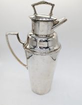 A large Asprey silver plated cocktail shaker, H.29cm