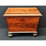 A mahogany wine cooler, raised on casters, L.64cm