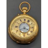 An 18ct gold half hunter pocket watch cased by J.W.Benson of London, the monogrammed case with